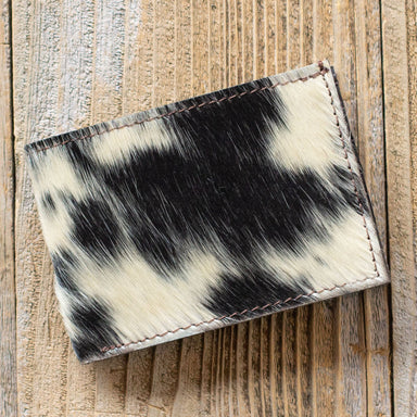 Hair-on cowhide bi-fold wallet