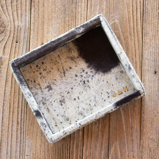 Authentic cowhide home decor organization tray