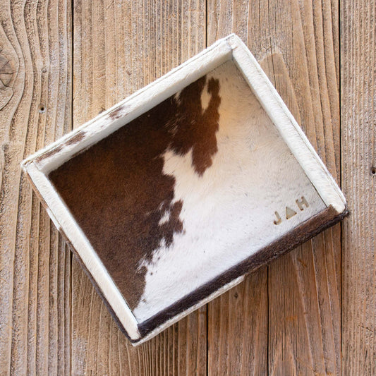 Authentic cowhide home decor organization tray