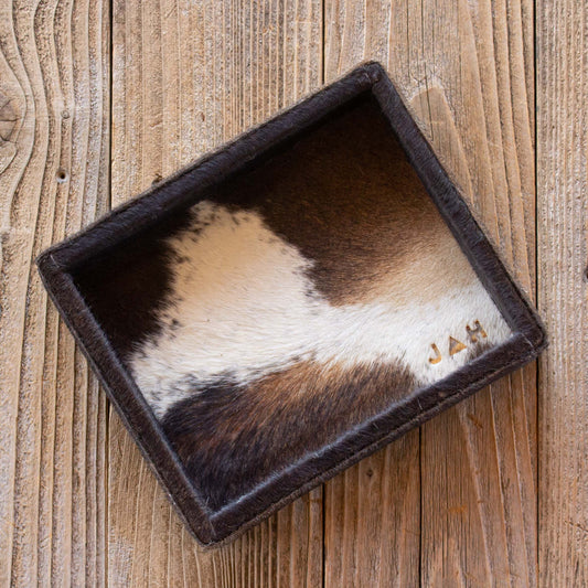 Authentic cowhide home decor organization tray