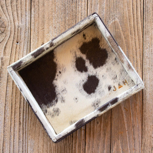 Authentic cowhide home decor organization tray