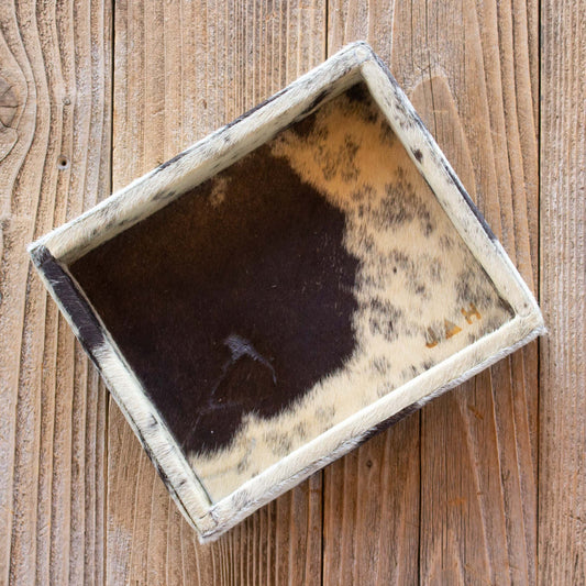 Authentic cowhide home decor organization tray