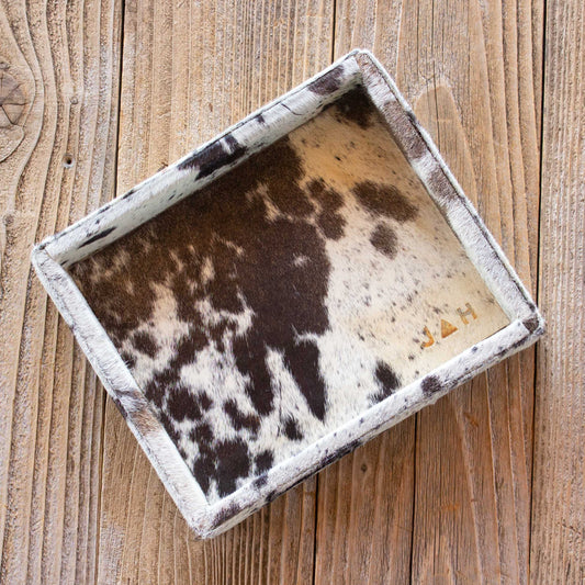 Authentic cowhide home decor organization tray