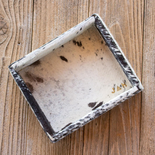 Authentic cowhide home decor organization tray