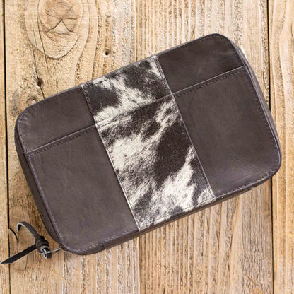 Cowhide Black Leather Crossbody Wallet