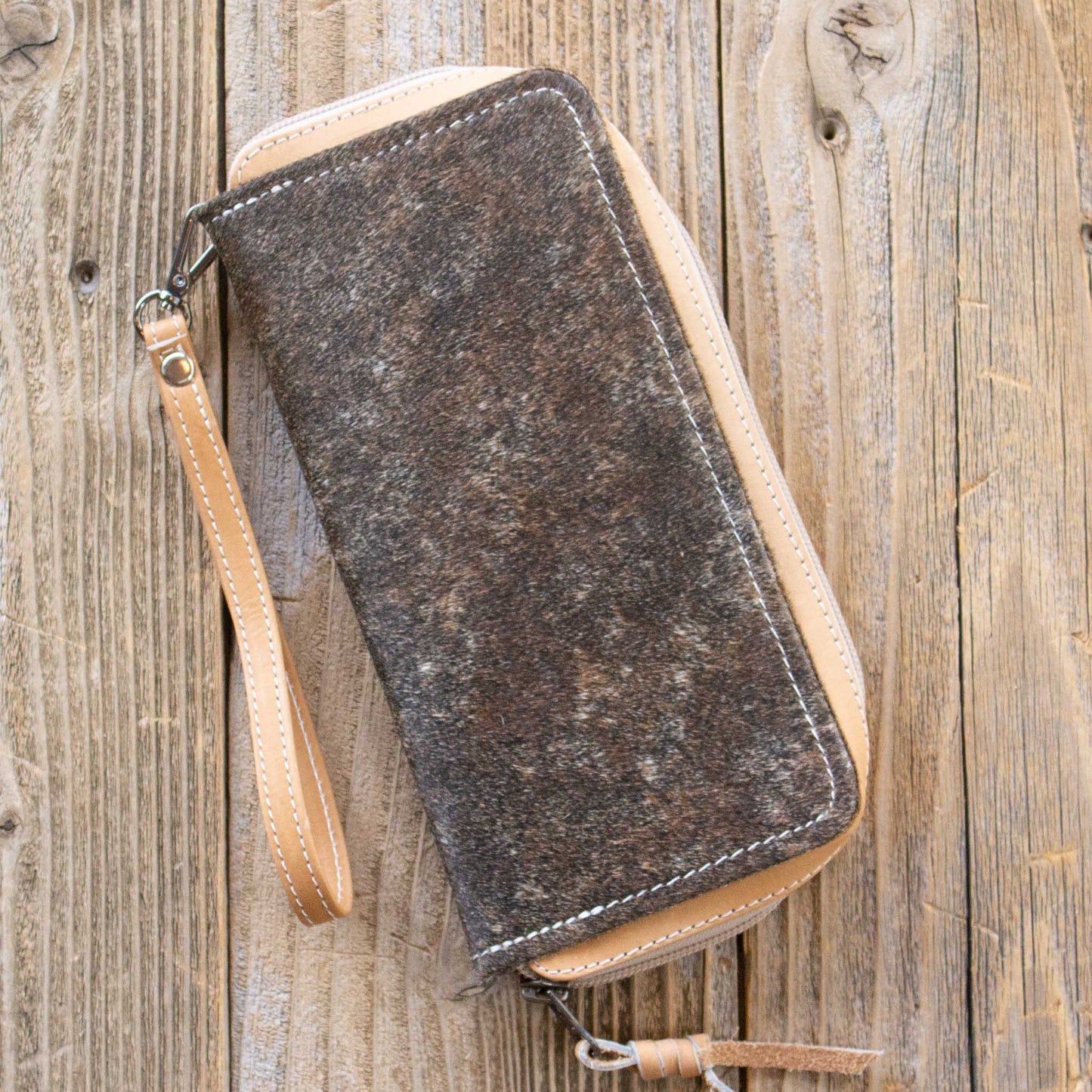 Cowhide Zipper Wallet