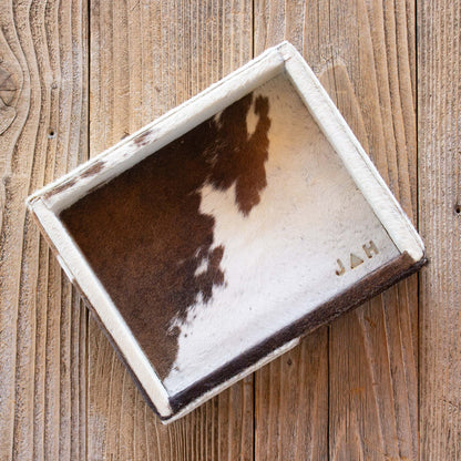 Authentic cowhide home decor organization tray