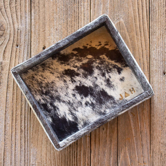 Authentic cowhide home decor organization tray