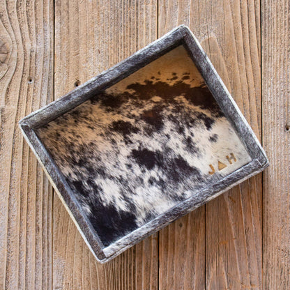 Authentic cowhide home decor organization tray