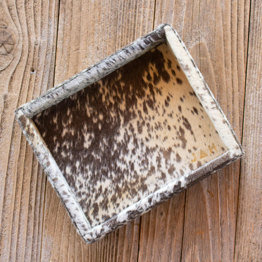 Authentic cowhide home decor organization tray