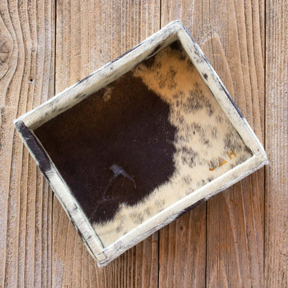Authentic cowhide home decor organization tray