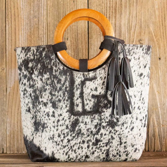 Cowhide Wood Handle Tote