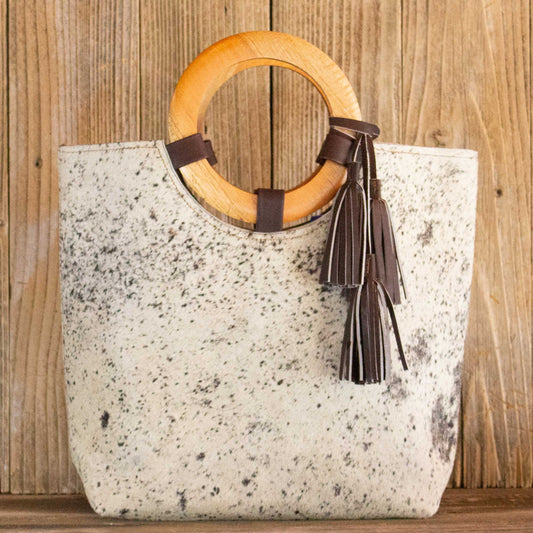 Cowhide Wood Handle Tote