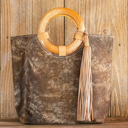 Cowhide Wood Handle Tote